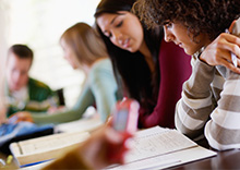 Female students in class