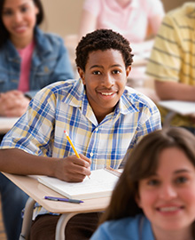 Male student in class